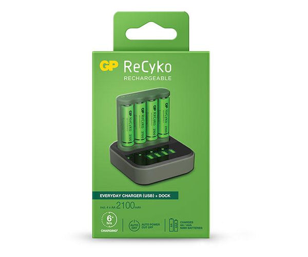 Ładowarka podstawowa GP ReCyko (USB) B421 + stacja dokująca D451 + 4 akumulatory NiMH AA 2100 mAh