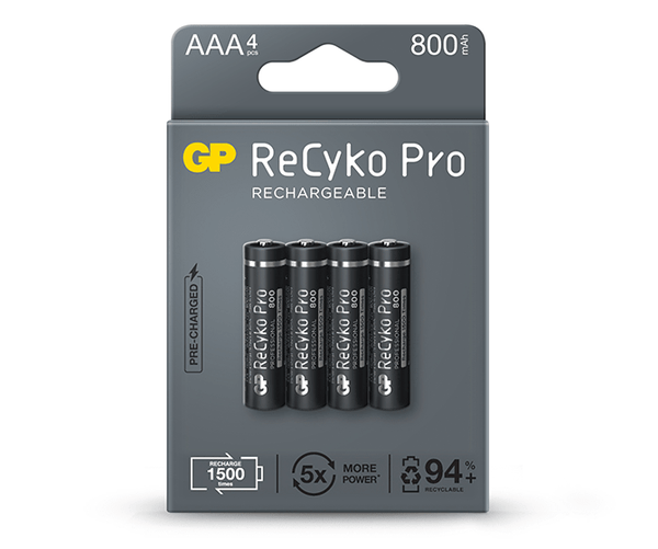 Akumulatory NiMH GP ReCyko Pro AAA 800 mAh (4 sztuki)