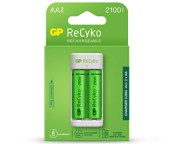 Ładowarka podstawowa GP ReCyko (USB) E211 + 2 akumulatory NiMH AA 2100 mAh