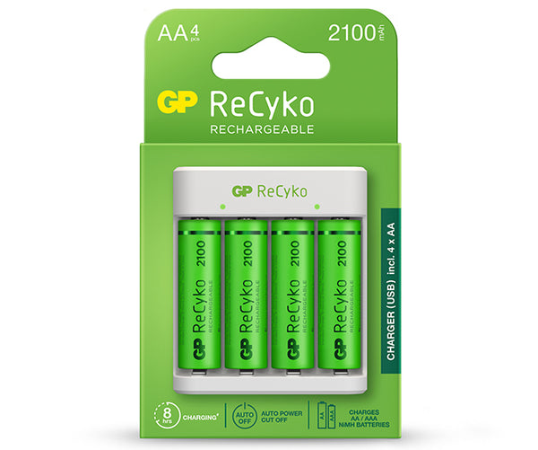 Ładowarka podstawowa GP ReCyko (USB) E411 + 4 akumulatory NiMH AA 2100 mAh