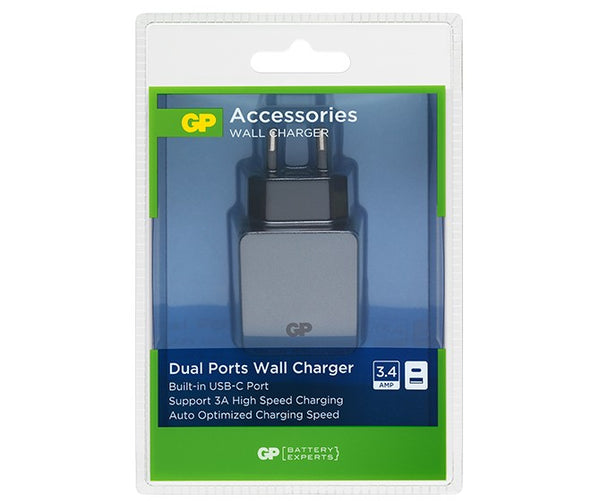 Ładowarka ścienna GP USB WA51 - 1 x USB (2.4A), 1 x USB-C (3A)