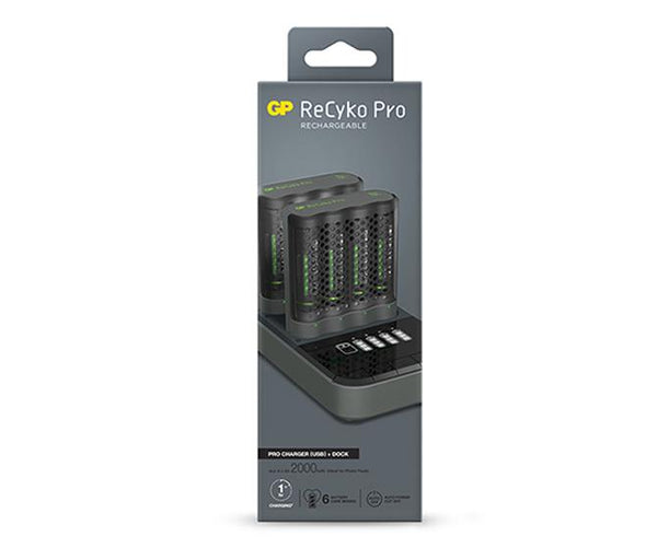 Dwie szybkie ładowarki profesjonalne GP ReCyko Pro (USB) P461 + stacja dokująca D861 + 8 akumulatorów NiMH AA Pro PhotoFlash 2000 mAh